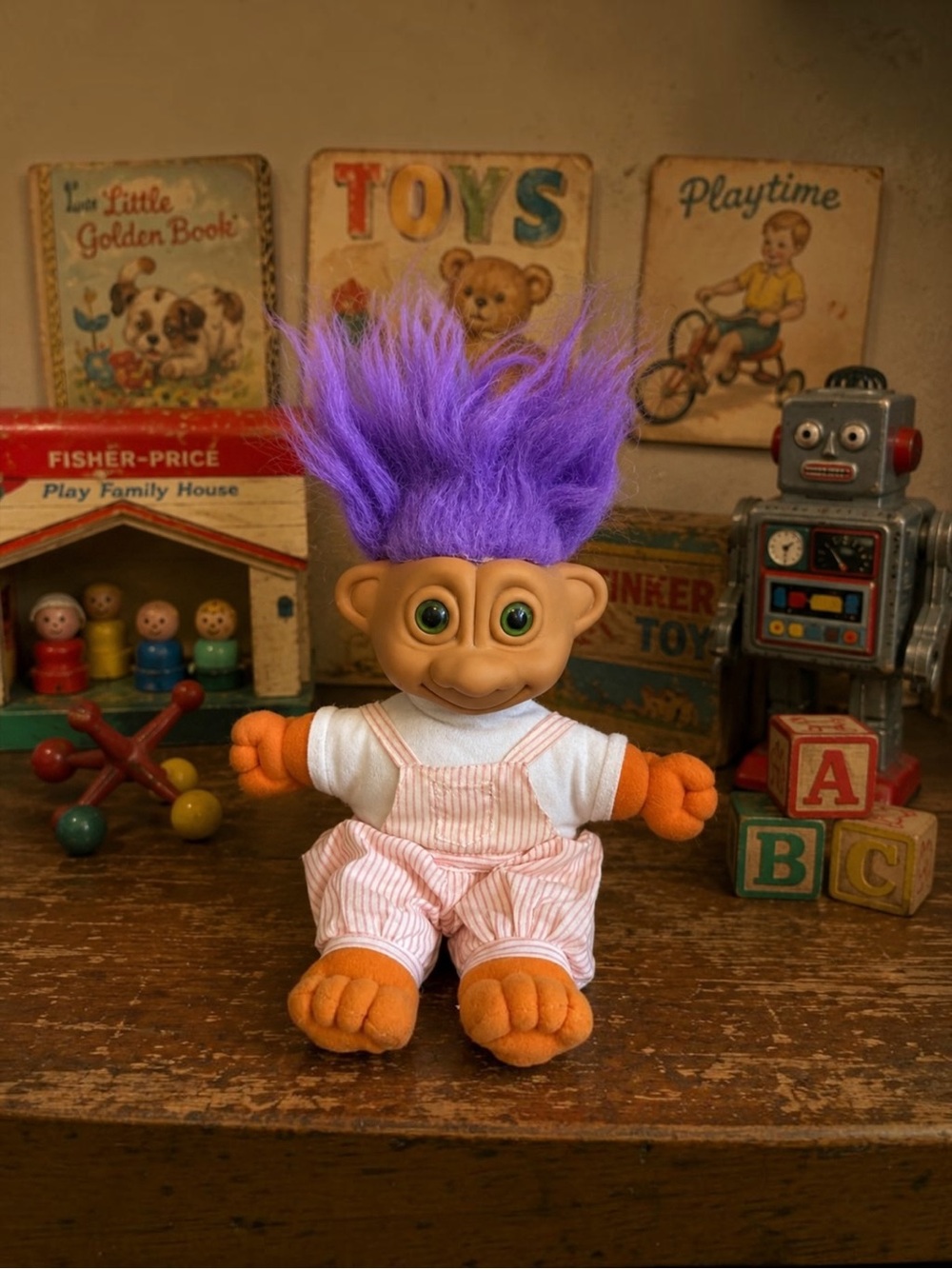 Vintage 1992 Troll Doll 14” Light Up Eyes Purple Hair Plush Toy - Picture 1 of 2